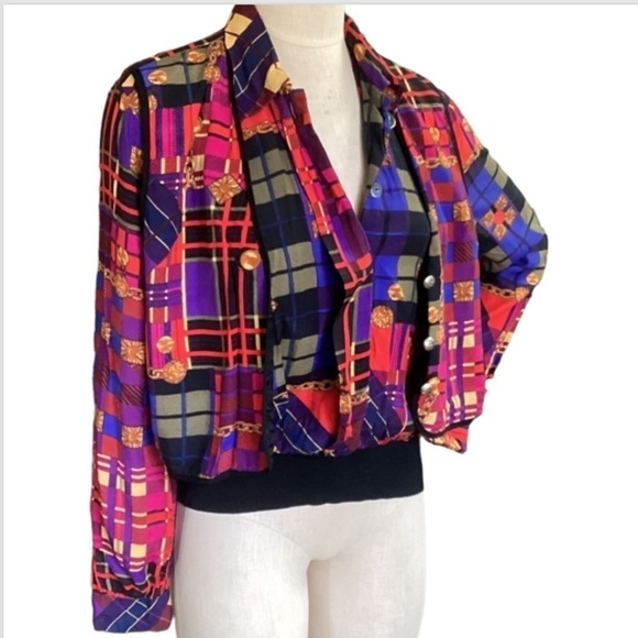 VTG R&K Originals Sz 8 Button Shirt & Vest Top Retro Patchwork Print #245D - Picture 2 of 7